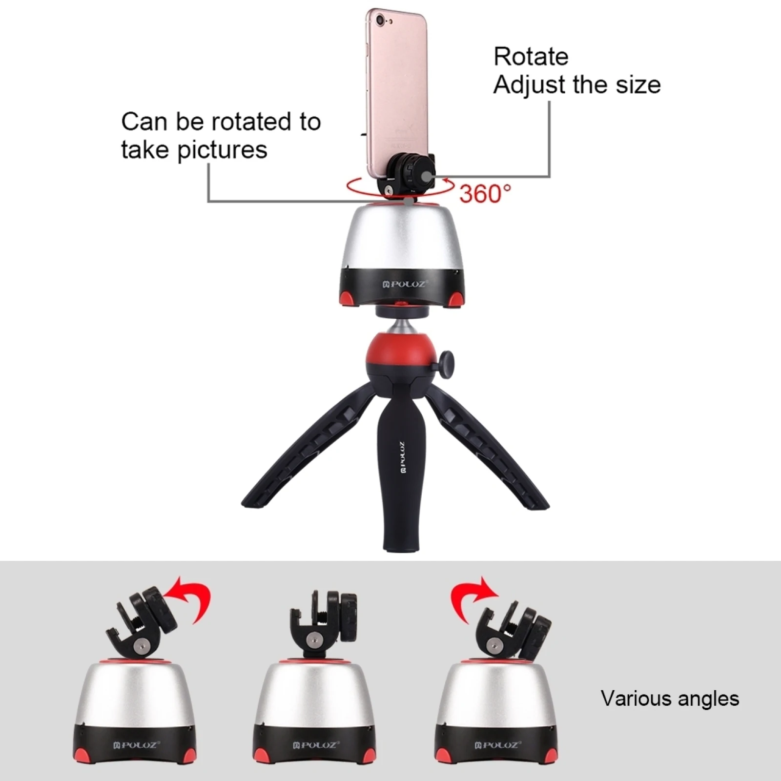 PULUZ Electronic 360 Degree Rotation Panoramic Head + Tripod Mount + GoPro Clamp + Phone Clamp with Remote Controller