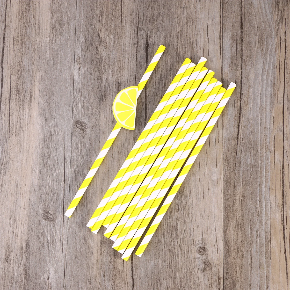 

10 pcs Lemon Paper Straws Hawaiian Style Decorative Drinking Straws For Party Luau Bbq Table Decoration Kitchen Bar Supplies