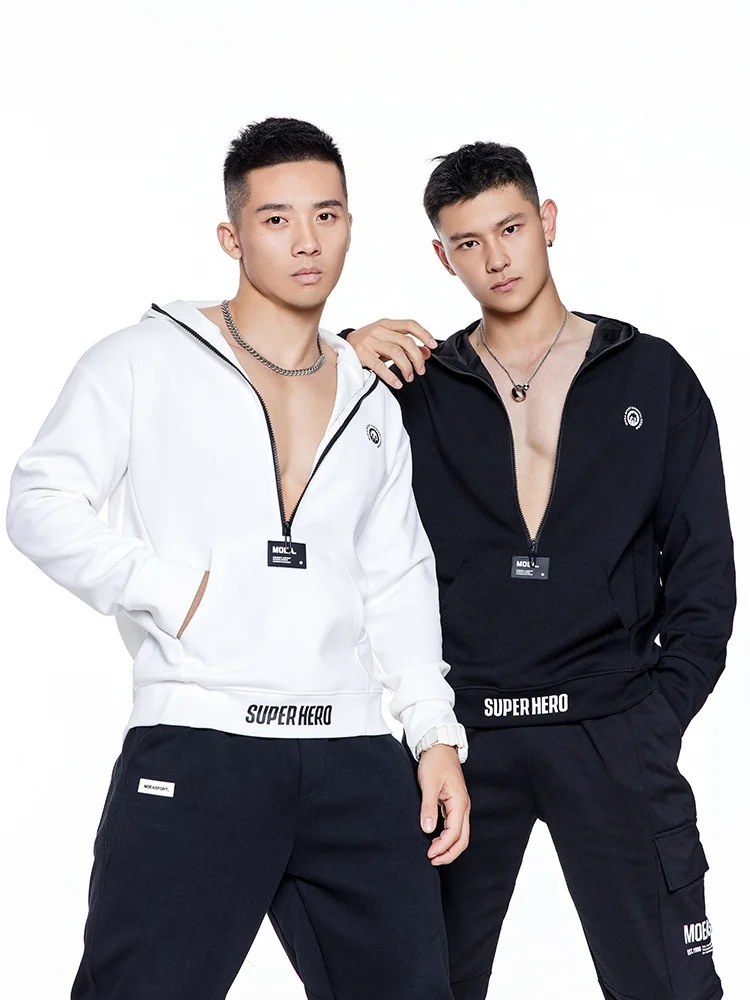 

Men's Fitn Sportswear Hoodie Jaet f Zipper American Sle Spring Autumn Casual Long Sve Polyester Cotton Blend