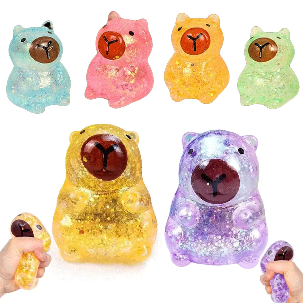 

Мягкая игрушка-антистресс Капибара с мальтозой, медленно восстанавливающая форму, с блестками, из TPR, для снятия стресса