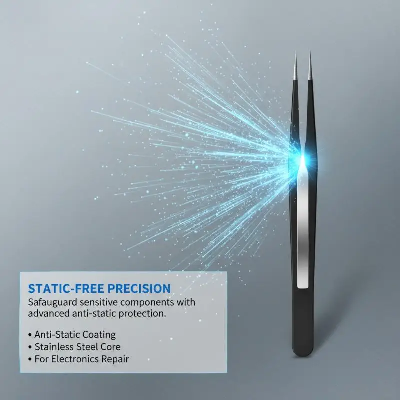New！10pcs Stainless Steel Precision Antistatic Electrostatic Tweezers Set Professional Electronic Maintenance Tools