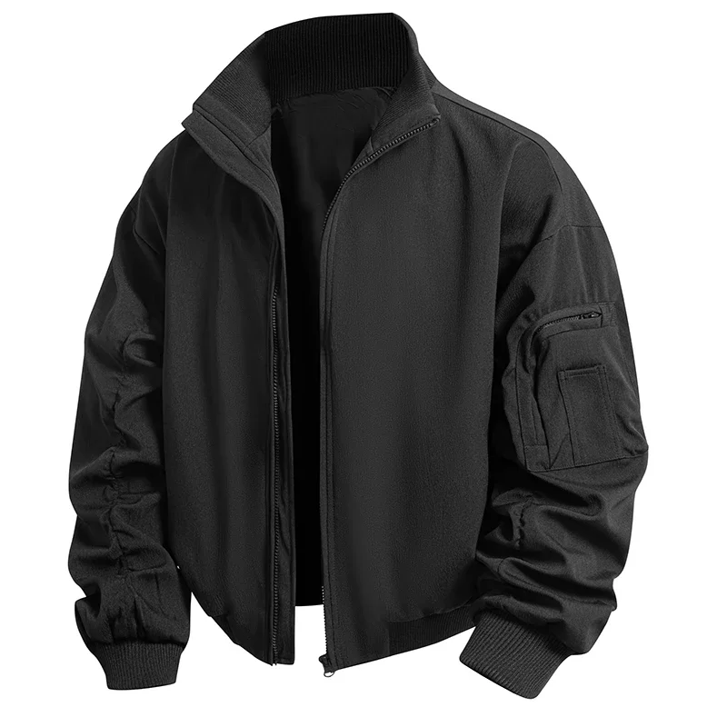 Men's Stand Collar Military Cargo Coat Outdoor Utility Jackets Men Fashion Soft-Shell Tactical Windbreaker Combat Bomber Jacket