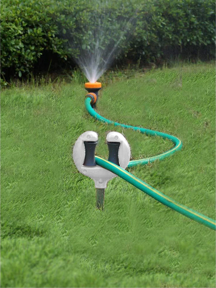 Garden Hose Guide Metal Pin Garden Water Pipe Rack Top Roller Lawn Spike Holder Garden Watering Hose Positioning Guide