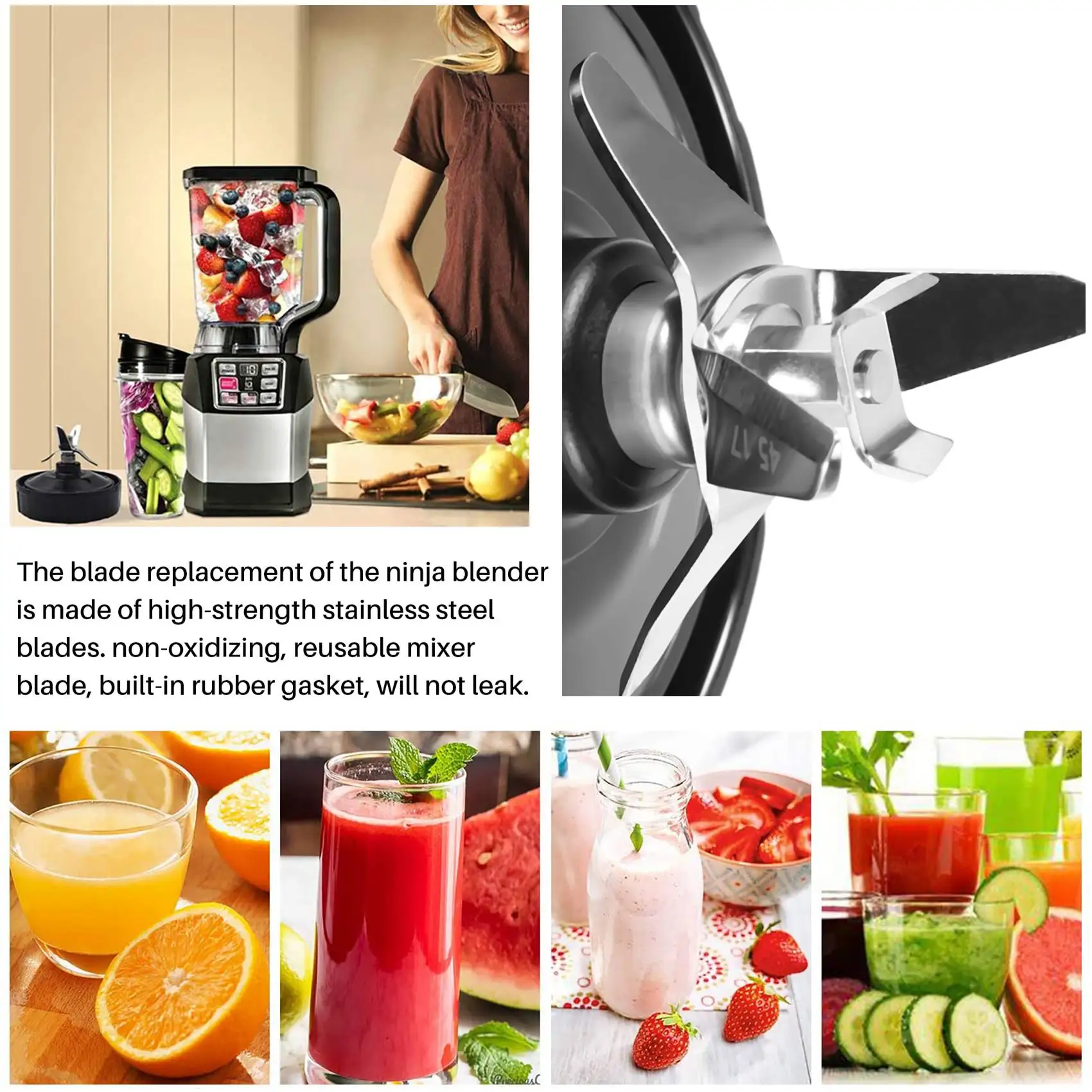 7 Fins Extractor ใบมีดเปลี่ยนสําหรับ Nutri Ninja Blender, Extractor ใบมีดสําหรับ Auto IQ BL682 BL480 BL640 NN102, ฯลฯ