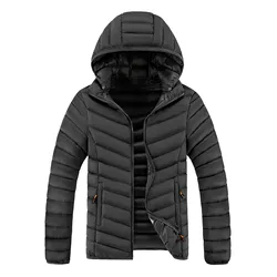 Mens Winter Parkas Jackets Fashion Casual Men Parkas Windproof Thick Warm Hooded Slim Solid Color Jacket Coat Streetwear