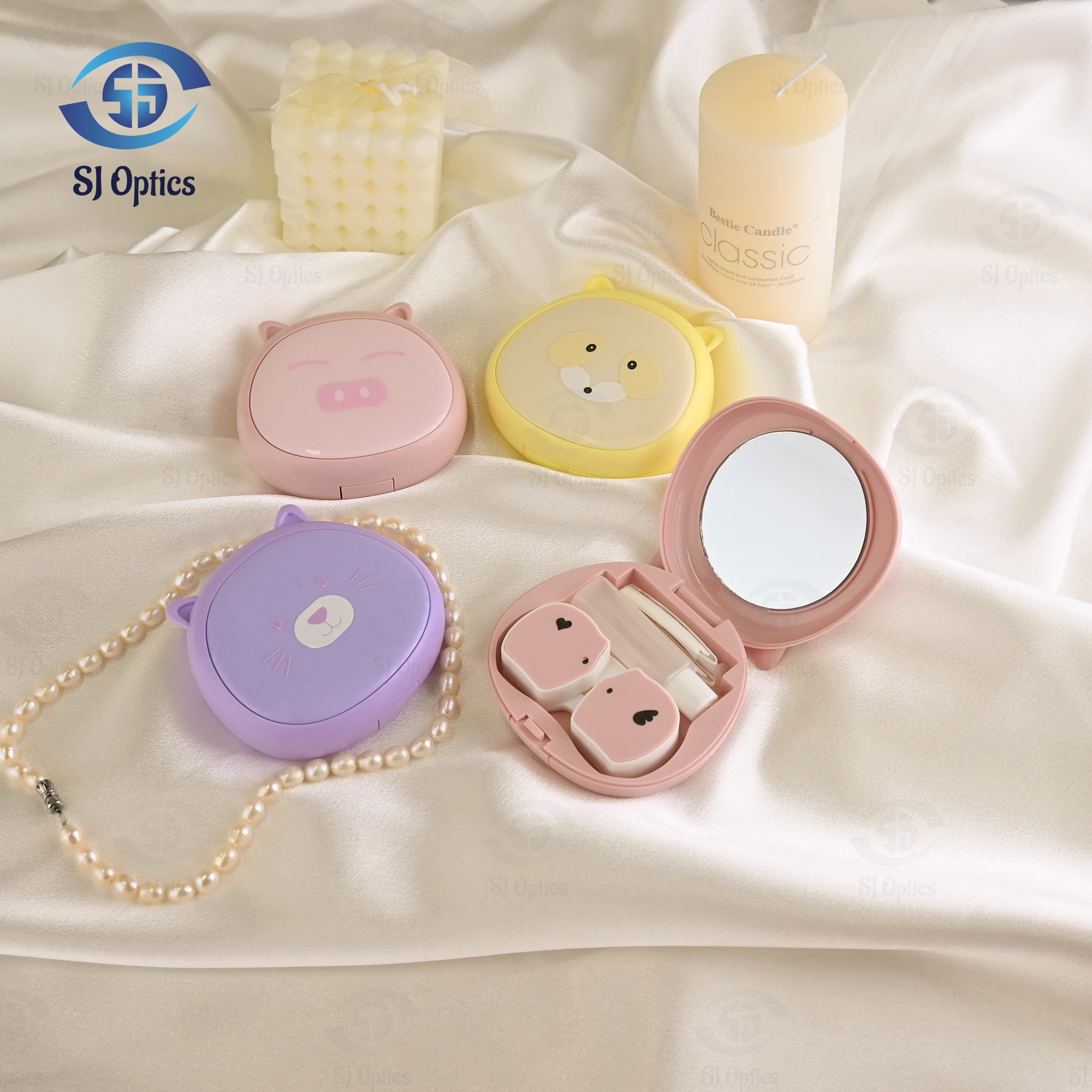 Animal Shape Mini Contact Lens Case para Meninas, Bolso Simples, Acessórios de Viagem Portáteis, Easy Carry Lenses Box, Travel Kit