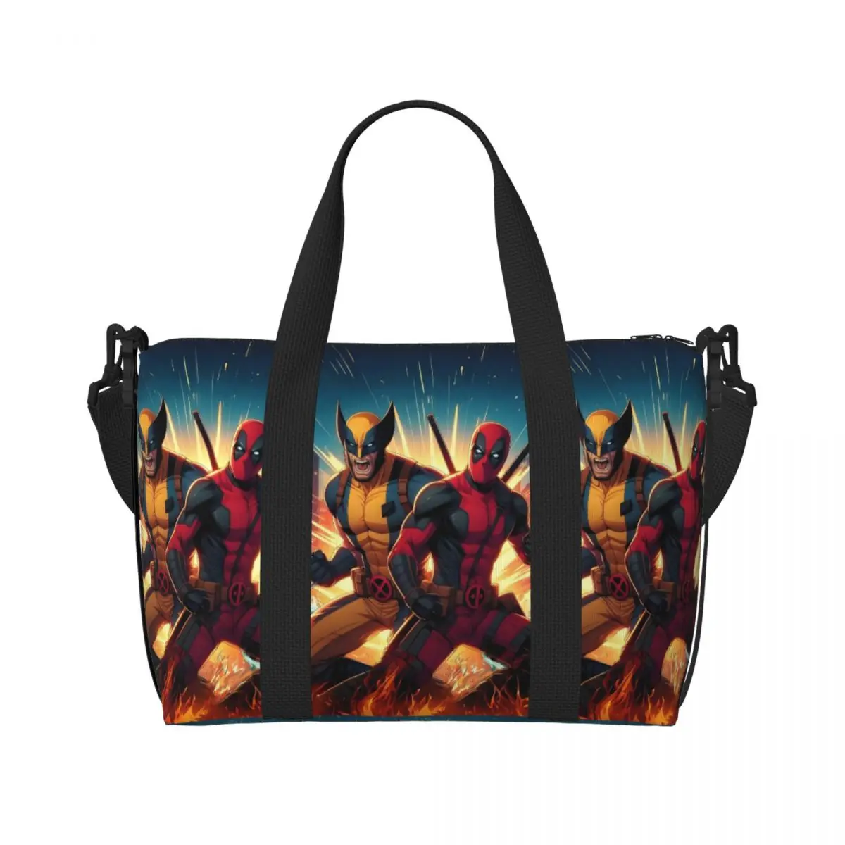 

Custom Deadpool Funny Beach Tote Bag Women Extra Large Gym Carry On Wolverine Travel Shopping Bags