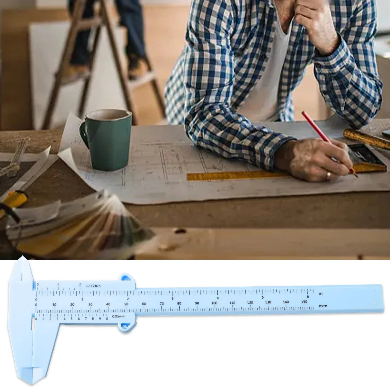 Calipers Vernier Calipers Measuring Tool Scale School Plastic Ruler 0-150mm Depth Exhibition Gift Measure Tool