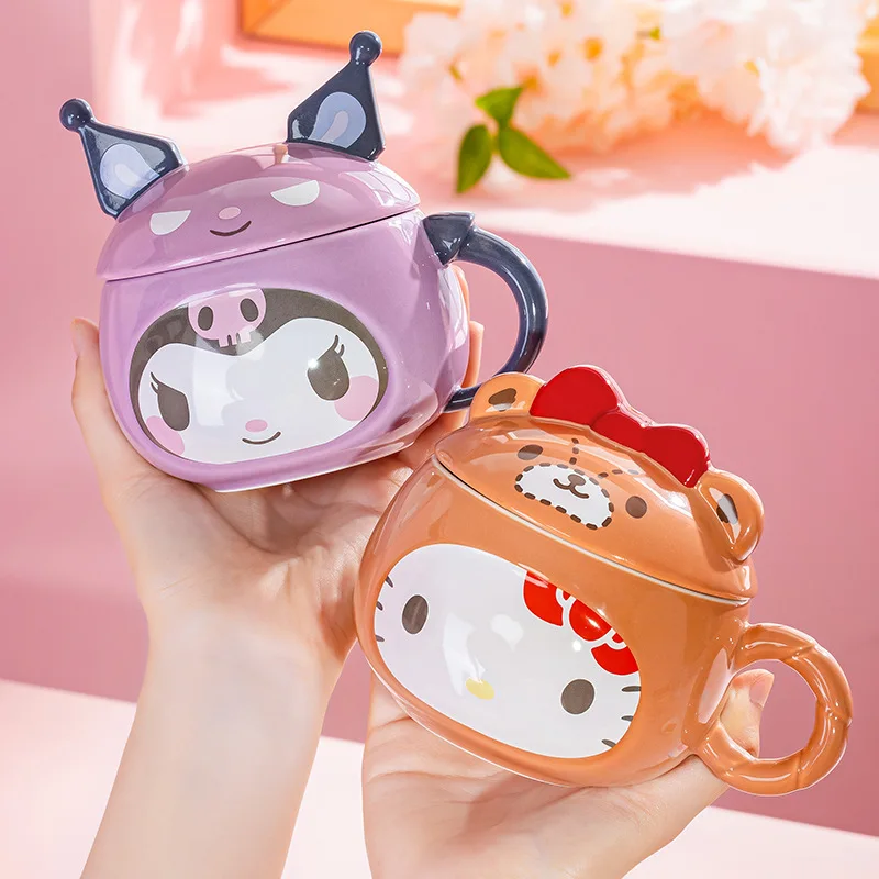 kawaii hello kitty milk cup MINISO anime Kuromi Cinnamoroll lovely children Cartoon Big Belly Cup three-dimensional Styling cup