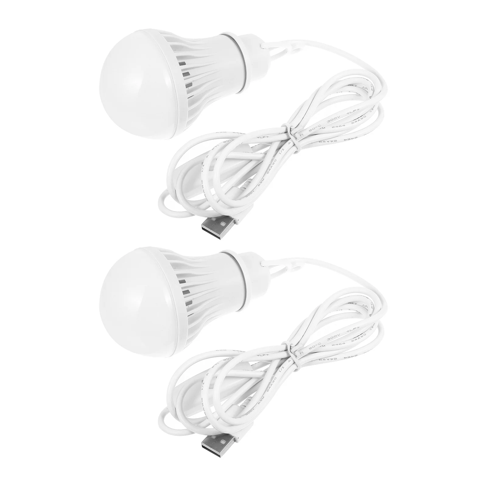 2Pcs Portable Lighting Bulb 5W USB Powered Camping Light for Bedroom Outdoor Picnic Barbecue Trip Use Tent Lamp
