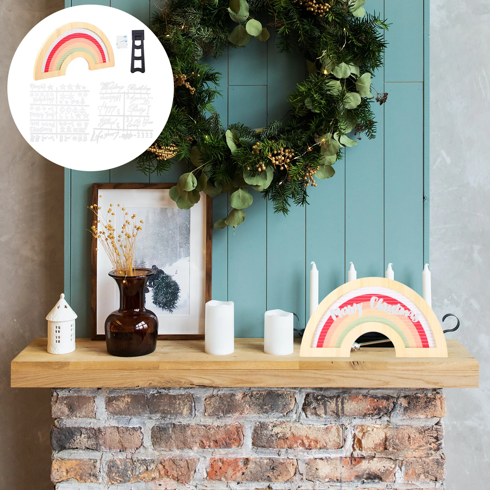 

Rainbow Alphabet Board Notice Felt Message Frame DIY Letter Boards Plastic Decorative