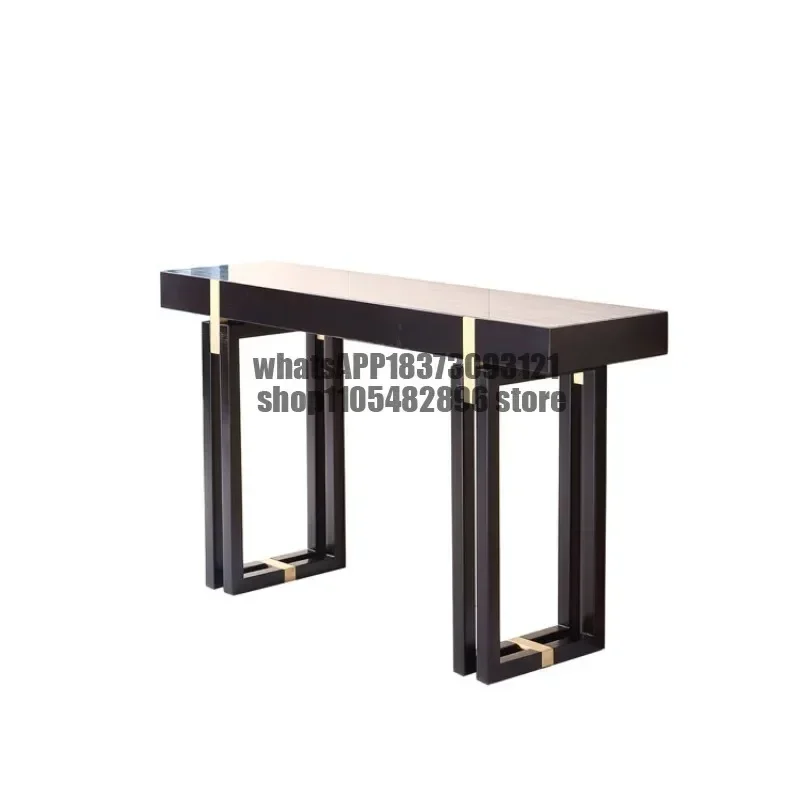 Italian light luxury stainless steel modern living room entry marble entrance table partition rack end view table