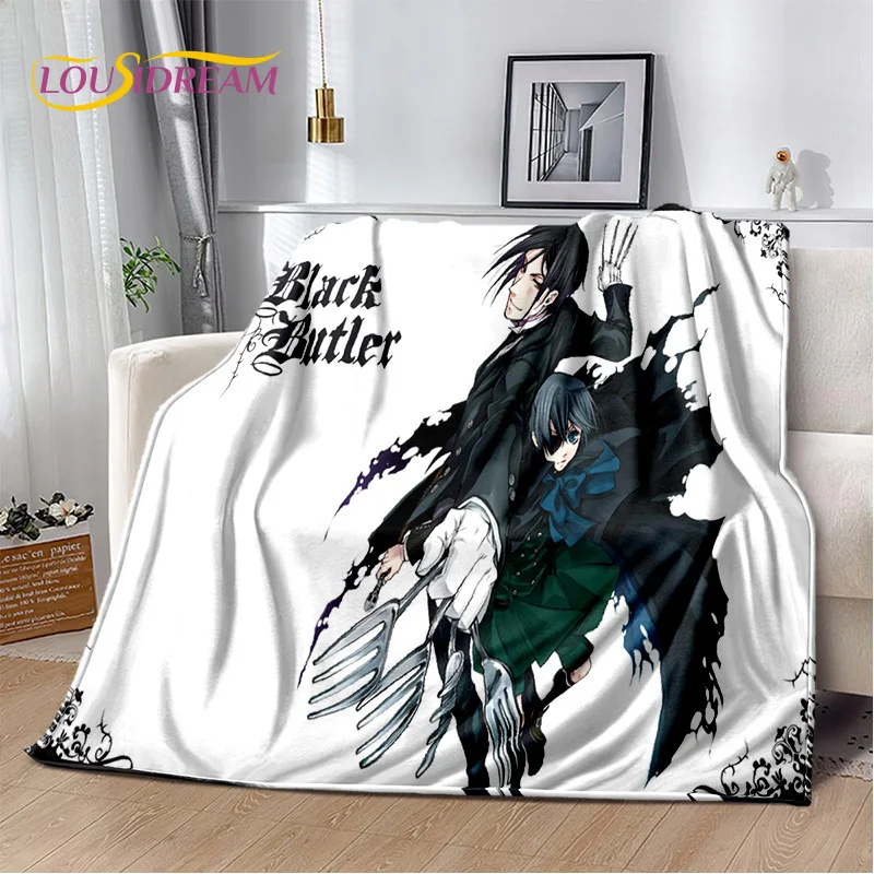 Cartoon Black Butler Anime 3D Blanket,Soft Throw Blanket for Home Bedroom Bed Sofa Picnic Travel Office Rest Cover Blanket Kids