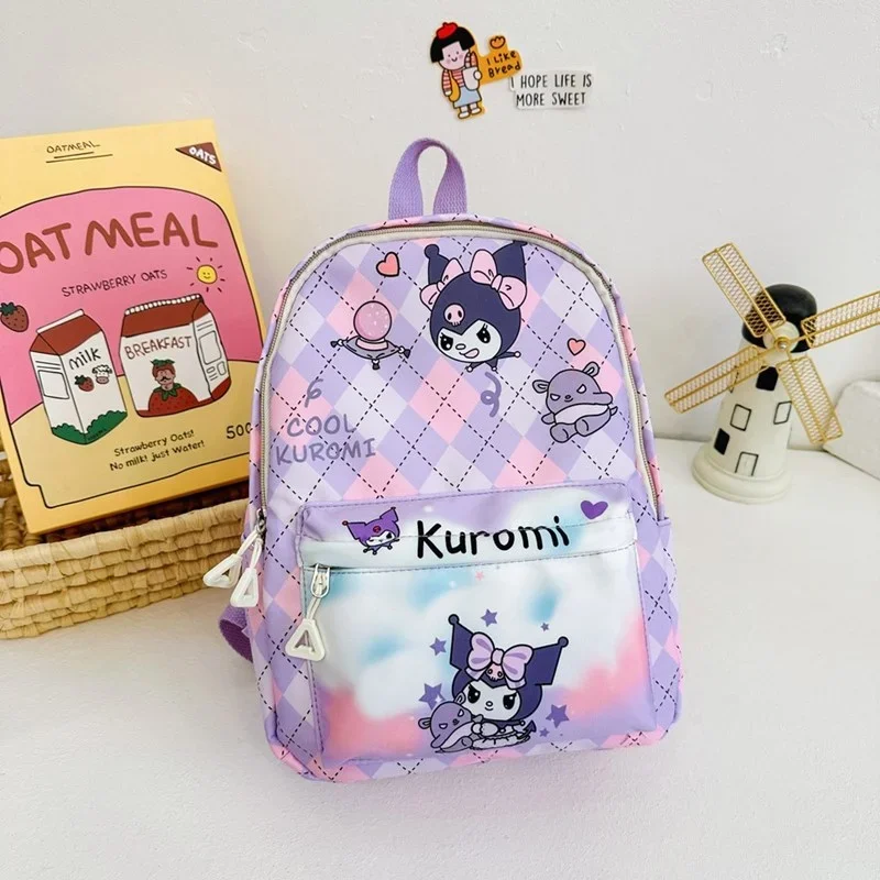 Sanrio hello kitty bonito doce mochila infantil kulomi impressão dos desenhos animados luz moda grande capacidade mochila