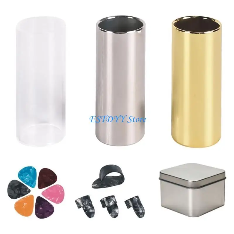 G6DE شريحة جيتار من الفولاذ المقاوم للصدأ إصبع ومفاصل شريحة جيتار أكريليك للجيتار الكهربائي أداة وترية #5