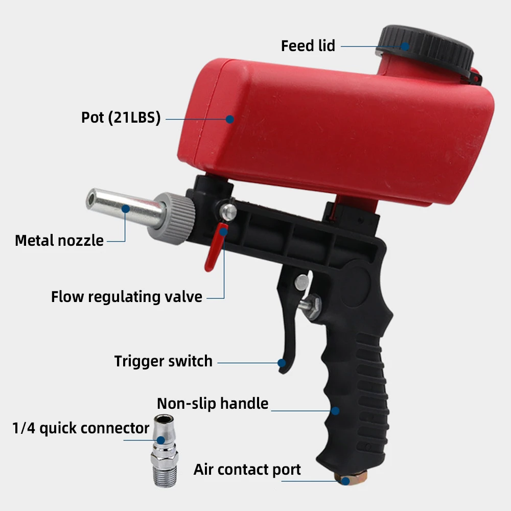 Adjustable Sandblasting Gun Portable Sand Blaster Sand Blasting Machine Gravity Small Handheld Pneumatic Blasting Gun