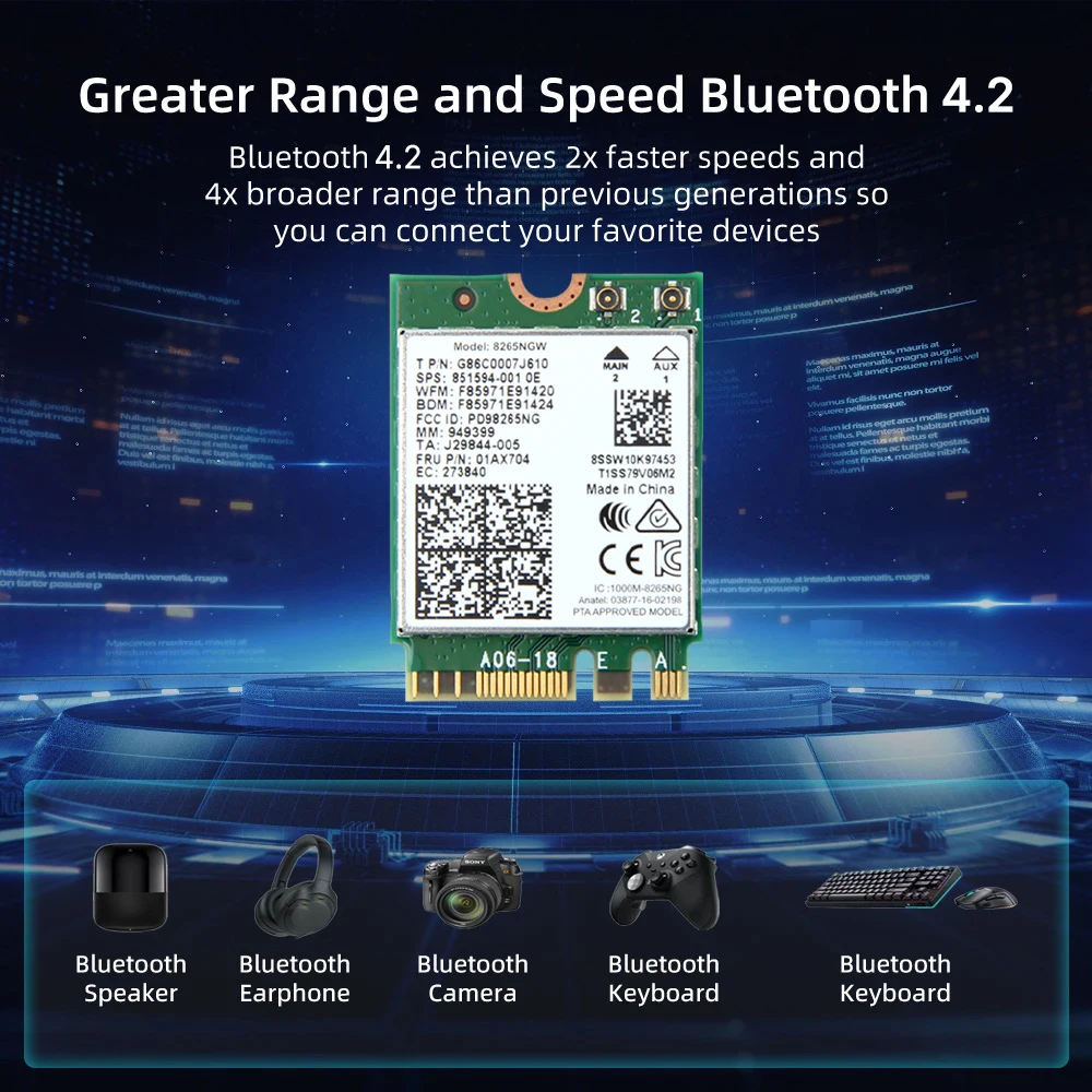 For Intel 8265 AC8265 8265NGW NGFF for M.2 867M Wifi Card WIFI