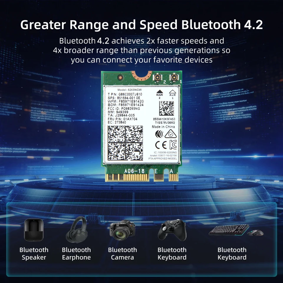 For Intel 8265 AC8265 8265NGW NGFF for M.2 867M Wifi Card WIFI