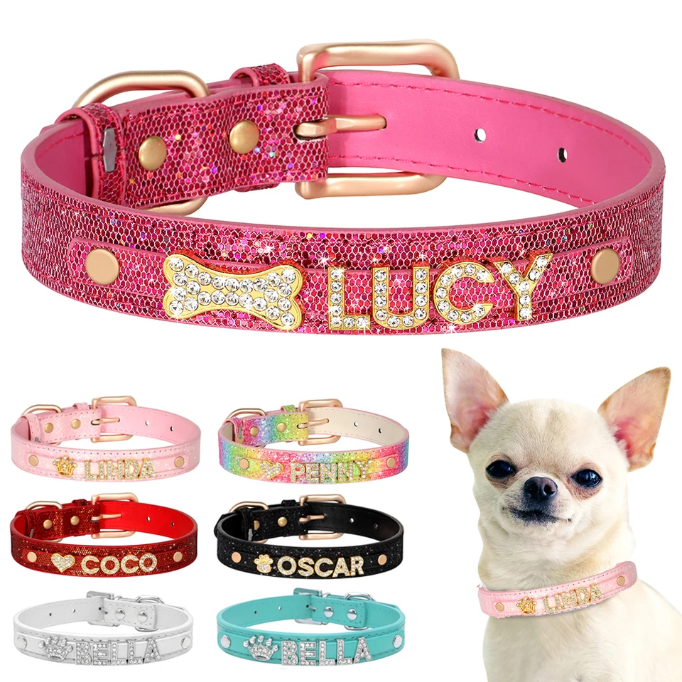 Personalisiertes Chihuahua-Halsband fr kleine Hunde, glitzernde  Strass-Hundehalsbnder, kostenlose individuelle Hunde, Katzen,  Namensanhnger, Haustierzubehr - AliExpress 15