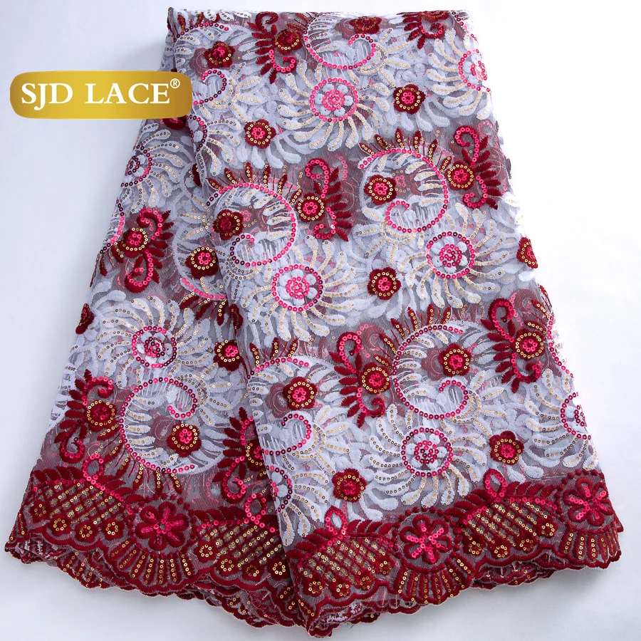 

SJD LACE African French Milk Silk Lace Fabrica 5 Yards 2025 High Quality Nigerian Tulle Mesh Lace for Sew Women Party Dress 4437