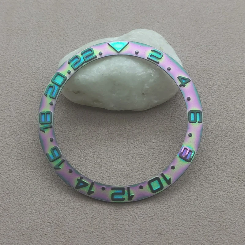 Inserto de bisel de Metal curvado de 38mm x 30,7mm apto para SKX007 SRPD SUB GMT caja de reloj NH35 NH36 movimiento caja de hombre piezas de anillo de bisel de buceo