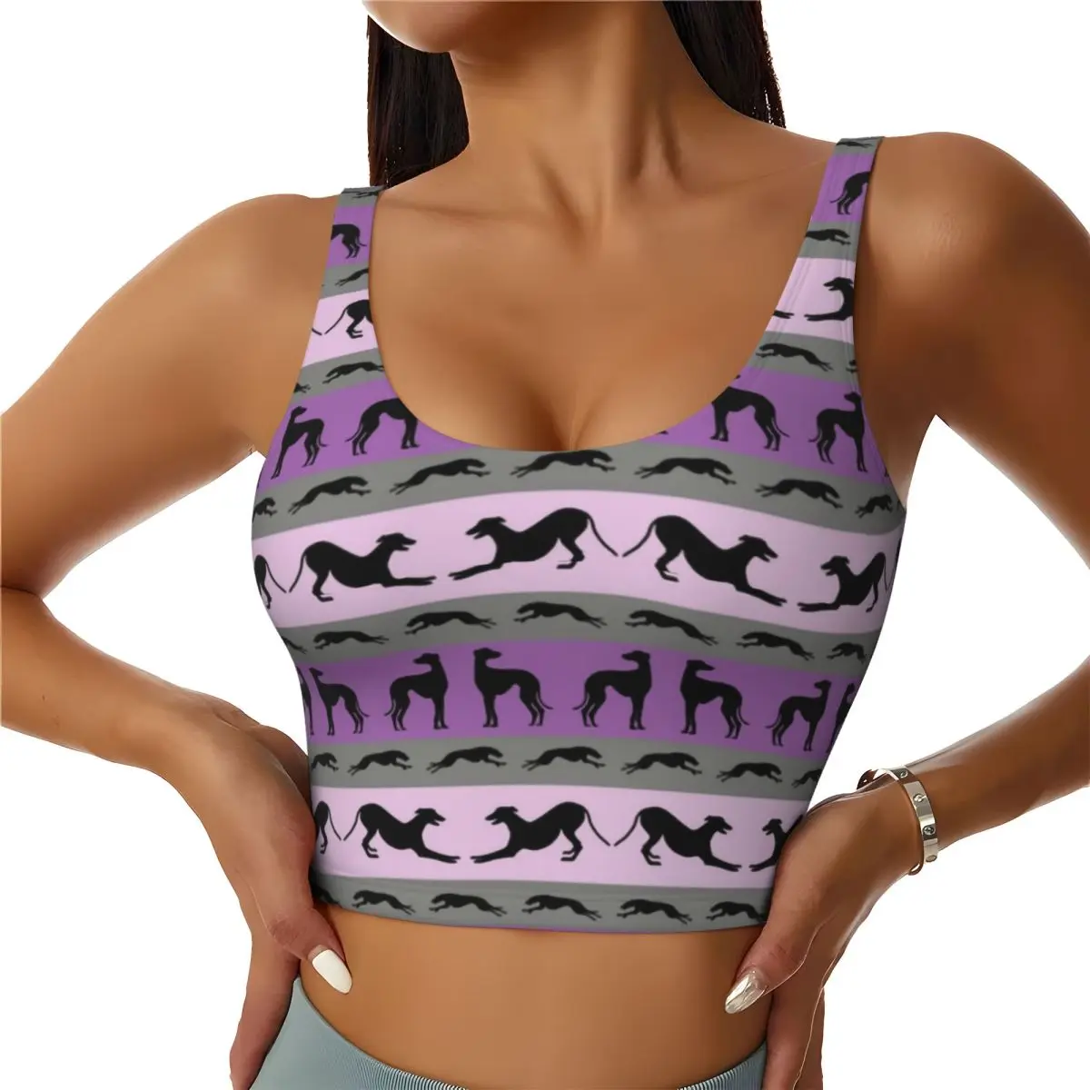 Custom Greyt Greyhound Puppy Workout Crop Tank Tops Women Seamless Whippet Sighthound Dog Running Yoga Sports Bras