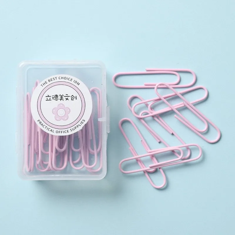 Imagem -05 - Simples Macaron Cor Paper Clip Teste Bonito do Estudante Binder Clipes de Metal Office Bill Document Binding Acessórios 20 Pcs 50 Pcs