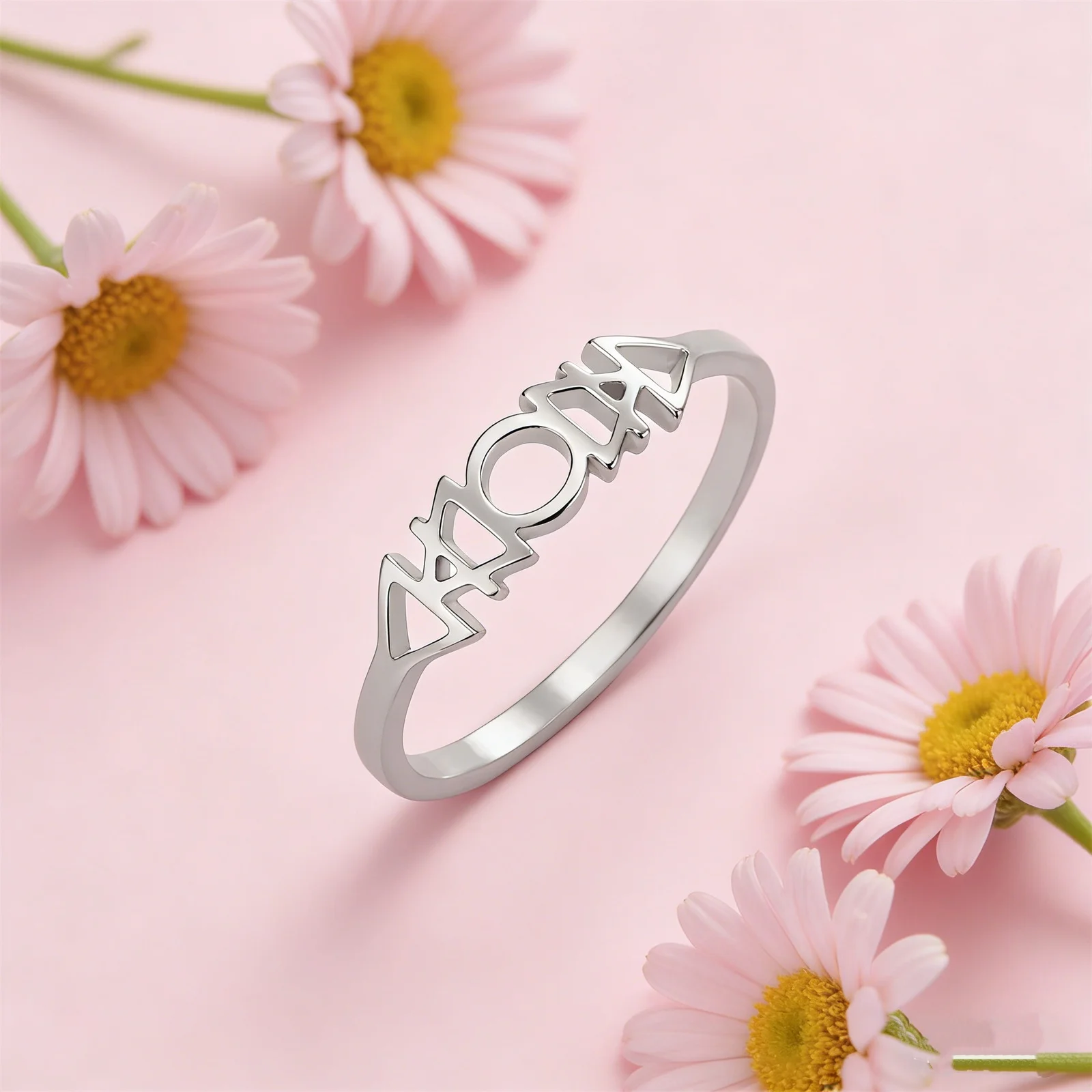 Alchemie-Element-Symbol-Ring aus Edelstahl für Damen, Luft-, Wasser-, Erde-, Feuer-Talisman, Hochzeitsschmuck für Männer und Frauen