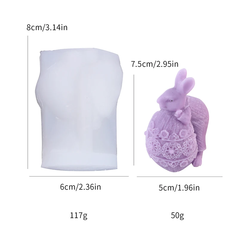 1 Candle Silicone Mold Rabbit Egg Aromatherapy Candle DIY Easter Drip Plaster Rabbit Mold