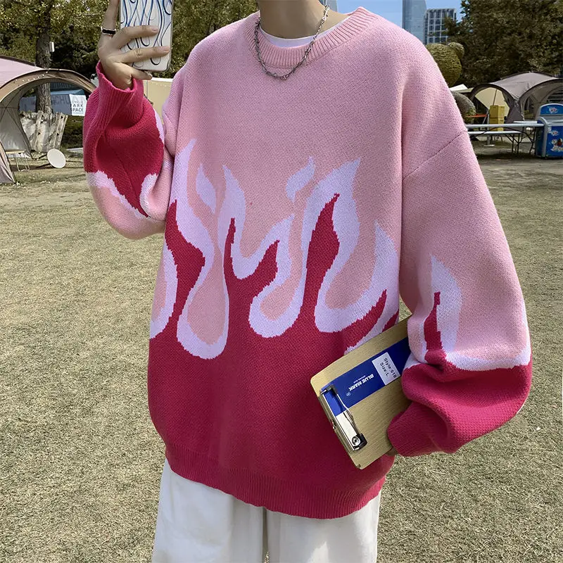 Sweaters Fashion Brand Advanced Gradual Flame Sweaters Men's Autumn and Winter Gentle Lazy Wind Soft Waxy Sweaters