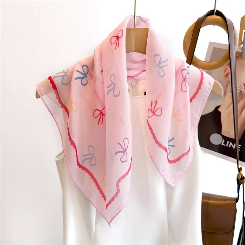 50cm Cotton Linen Square Scarf - Bandana Cotton avis et prix