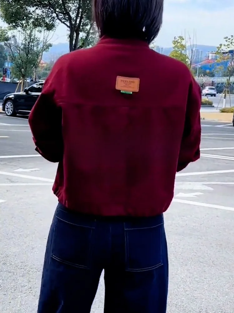 Modieuze retro denimjas voor dames, herfstnieuwe collectie, trendy top voor kleine dames