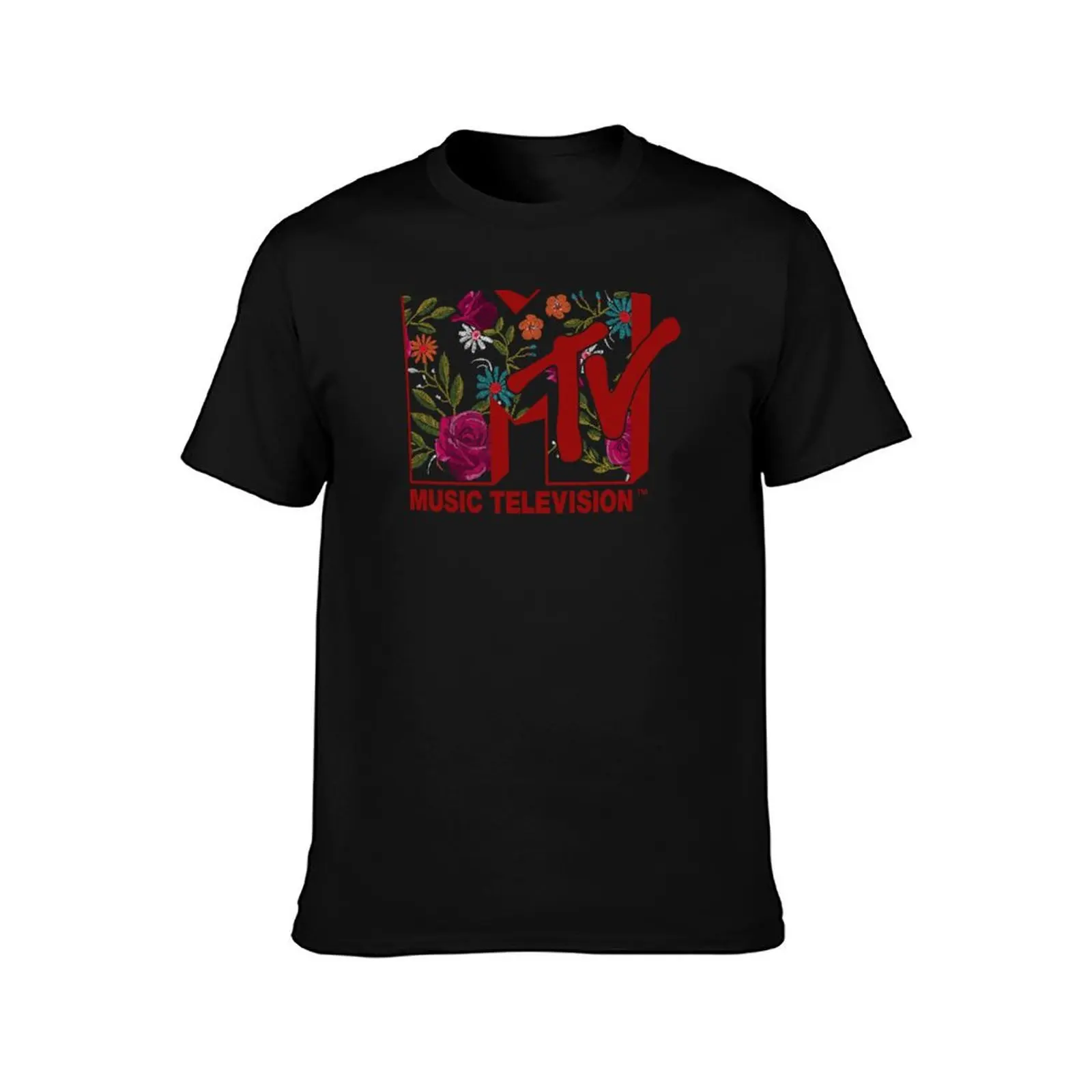 MTV Flower Fill Music Television Logo T-Shirt High Elasticity Sports T-Shirt
