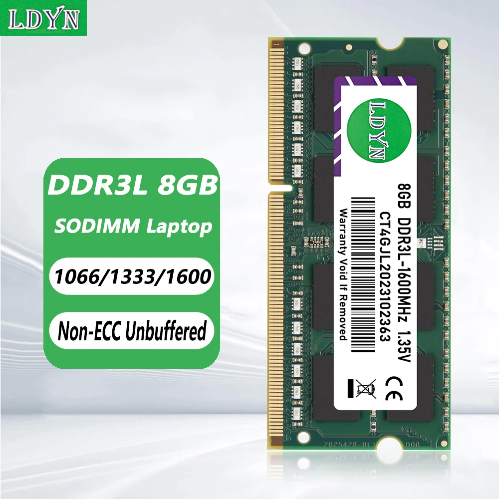 LDYN DDR3L 8GB Laptop Memories Ram 8500 10600 12800 204Pin PC3L 1.35V 1066 1333 1600Mhz Non-ECC Sodimm Notebook Memory Ram