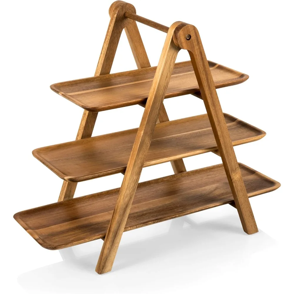 TOSCANA - a Picnic Time brand, 3 Tiered Serving Ladder - Charcuterie Boards - Wood Serving Platters