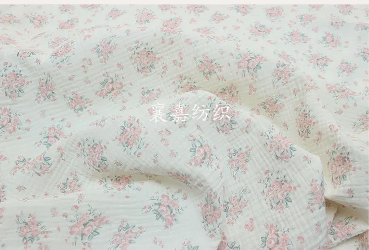 135x50 سنتيمتر مزدوجة الشاش الأزهار الطفل نسيج كريب القطن ، لبيجامة الاطفال الملابس المواد الخياطة القماش