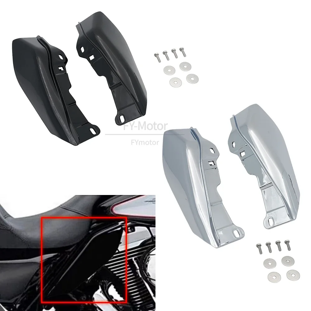 Motorcycle Chrome Heat Shield Mid-Frame Air Deflector Trim Fit For Harley Touring Street Glide FLHX 2009-2016 15 14 13 12 11