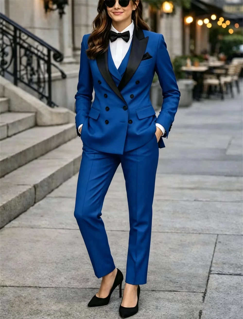 ダブルブレスト赤女性のスーツ 3 ピースオーダーメイドペイン - Women Formal Wear Tailor のレビューと価格