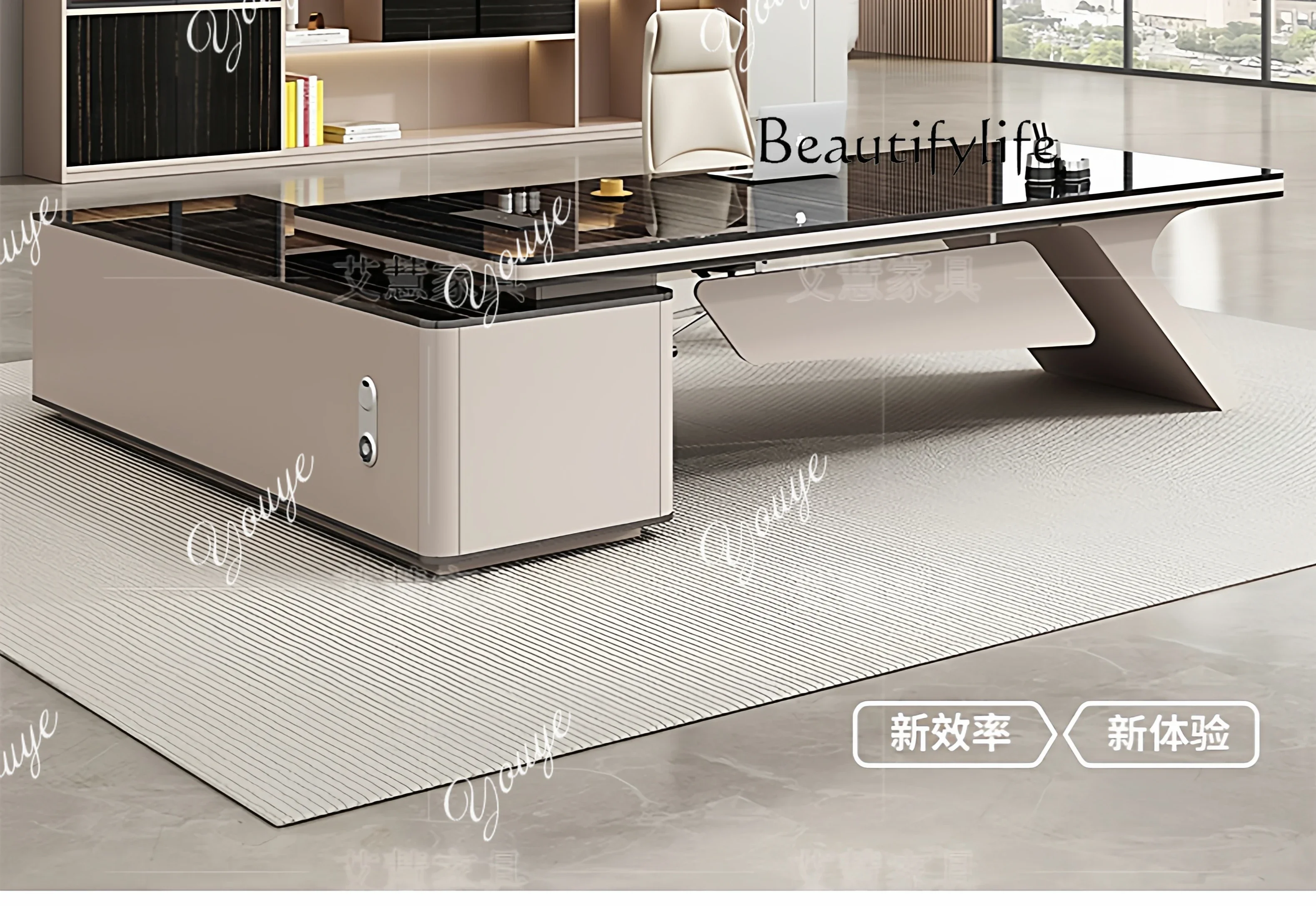 J Office Desk And Chair Combination,Light Luxury Boss Table, Simple Modern Desk, Large Desk Manager,