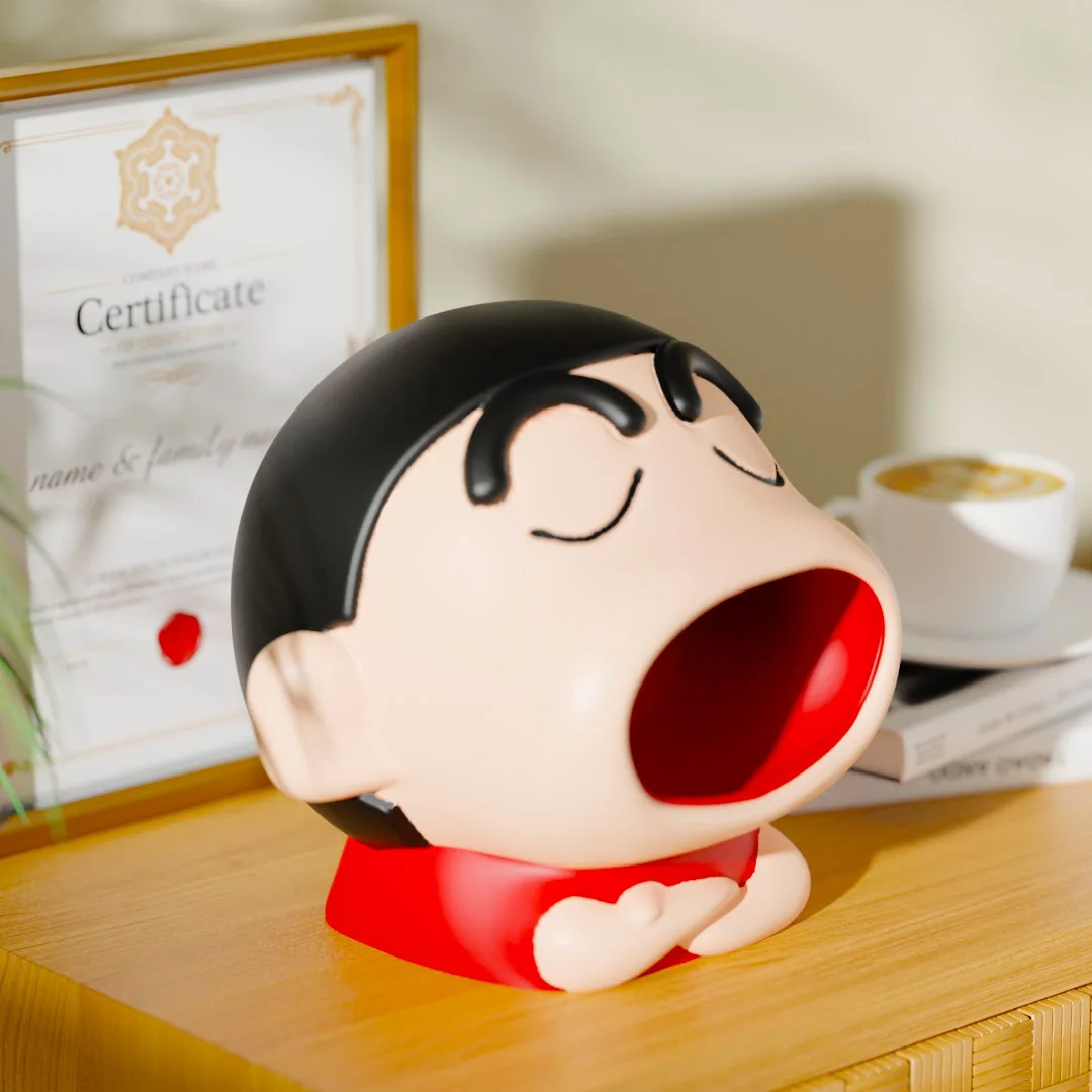 21cm Crayon Shin-Chan Anime Figures Peripheral Model Cute Ornament With Big Mouth Entrance Living Room Desktop Decoration