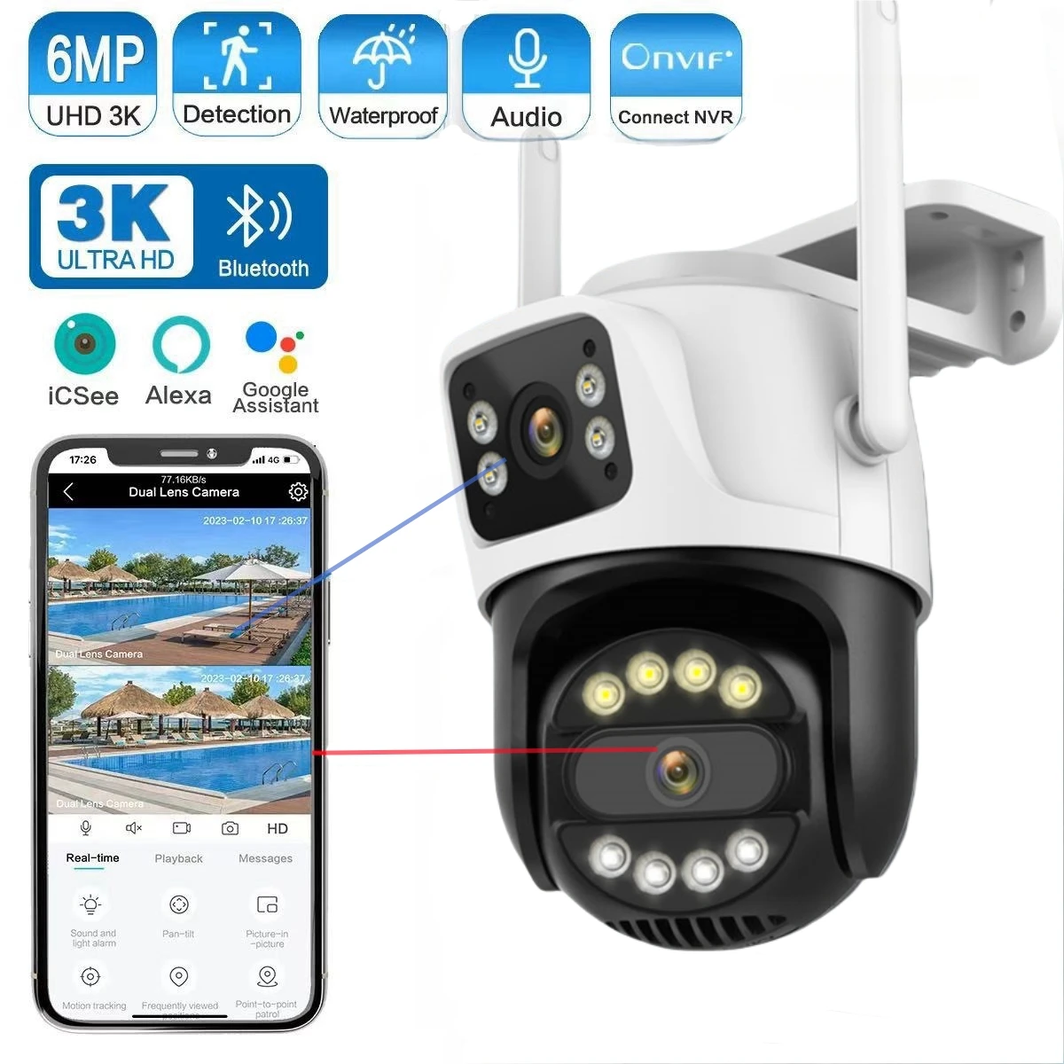 6MP 3MP PTZ Wireless IP Camera Waterproof 6X Digital Zoom Speed Dome Mini WiFi Security CCTV Camera Audio AI Human Detection