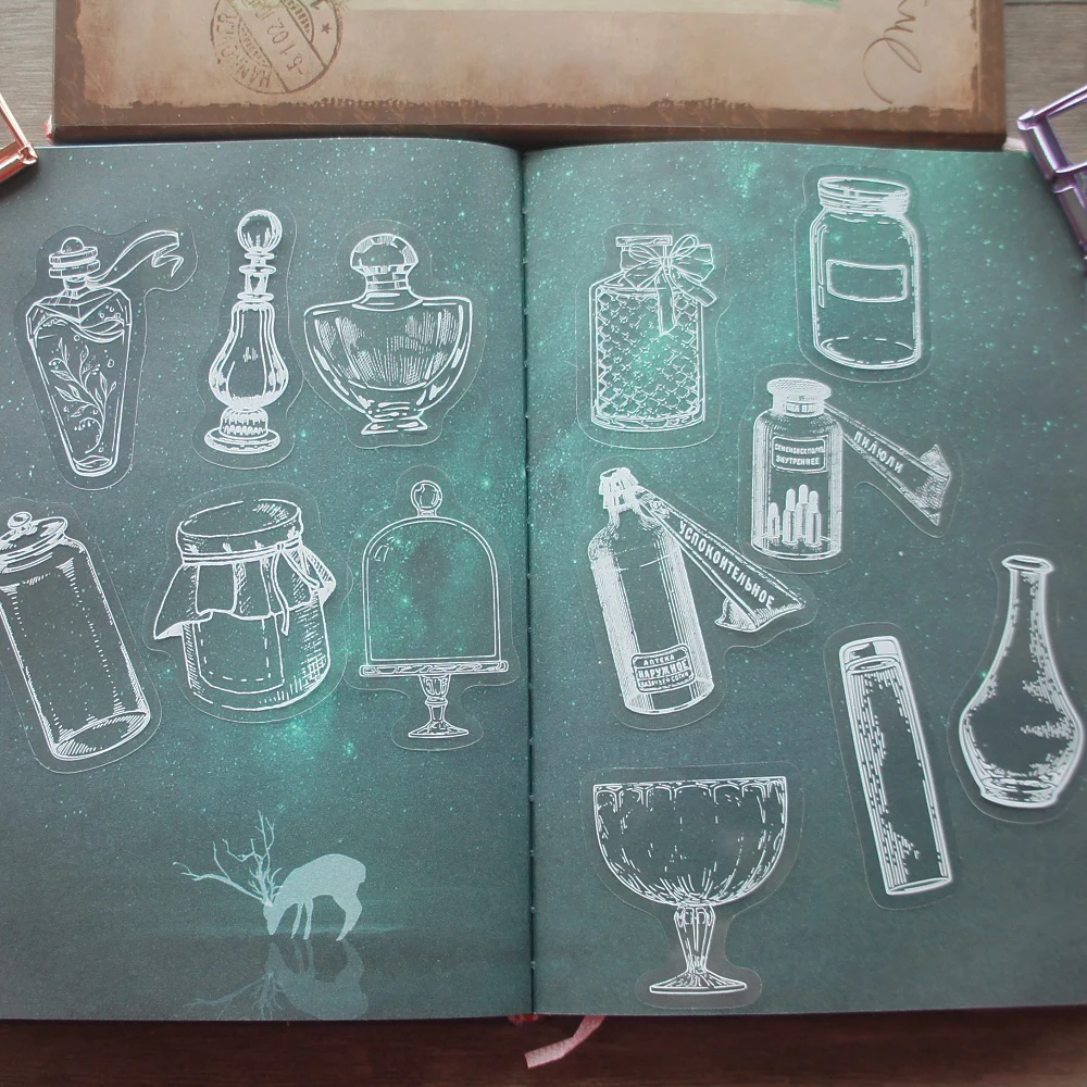 

38pcs White White Canned Bottle Glass Style PVC Sticker Scrapbooking DIY Gift Packing Label Decoration Tag