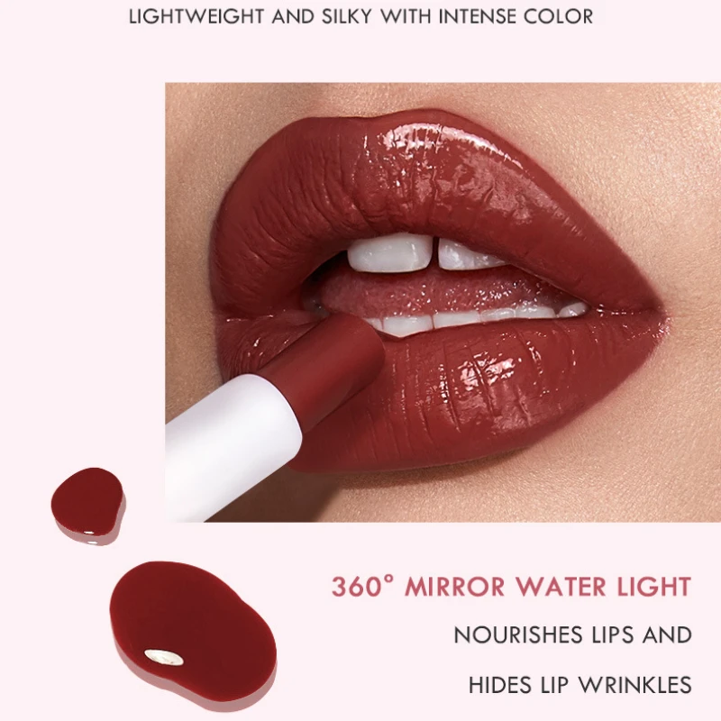 High Quality 8 Colors 24 Hour Pigment Mirror Lipstick Lip Gloss Makeup Non-Stick Cup Lasting Nude Red LipGloss Lip Tint Cosmetic