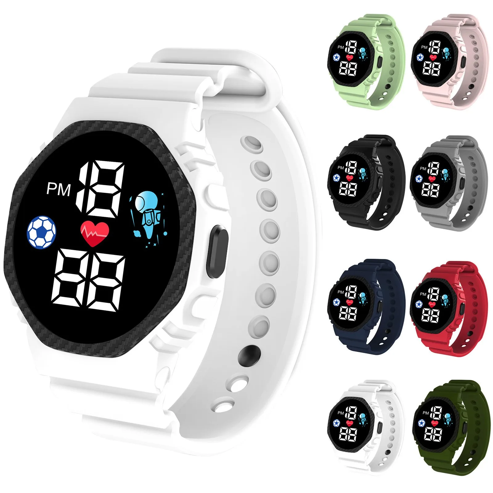 Montre électronique Shoous pour enfants, montre-bracelet numérique LED, étanche, réveil multifonction, garçons et filles, nouveau cadran