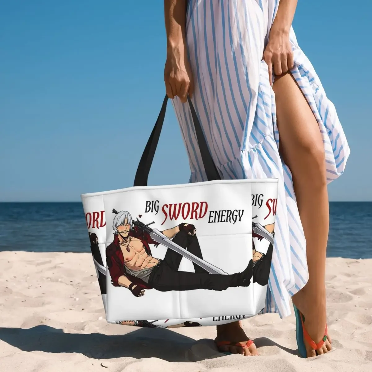 Devil May Cry Big Sword Energy Beach Tote Bag Sport Gym Yoga Duffle Large Tote Bag Women Travel Bag Fitness bag