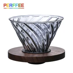 Pour Over Coffee Set V02 Dripper 600ml Coffee Server Glass Funnel Drip Coffee Maker Filter Brewing Cup with Wooden Holder