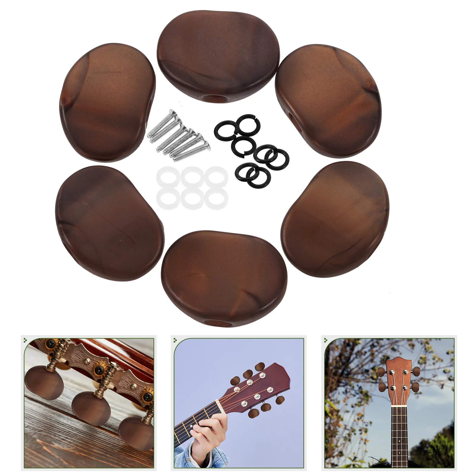 

6 Pcs Knob Head Cap Guitar Knobs Handles Tuning Peg Replacement Electric Tuners Carry