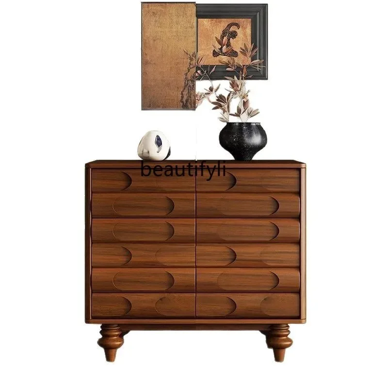 العتيقة الرجعية غرفة المعيشة المنزل الفرنسي الخشب الصلب الطعام الجانب خزانة خذاء بسيطة تخزين مزيج الشرفة خزانة K4050