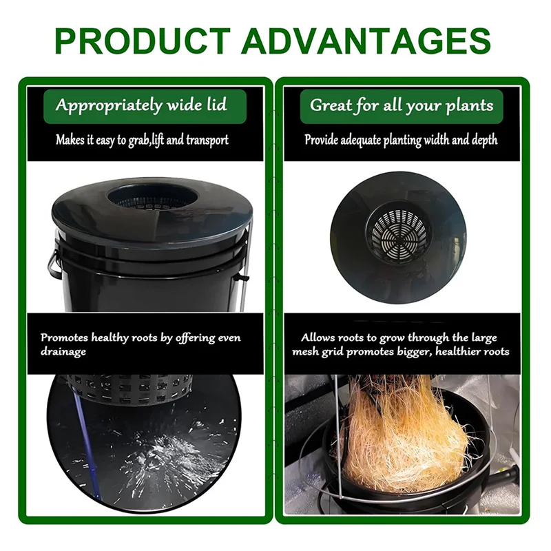 

A74E-6 Inch Net Pot For 5 Gallon For BUCKET Wide Lids ( 5 Pack ) Net Cups For Hydroponics Buck, DWC Basket Li