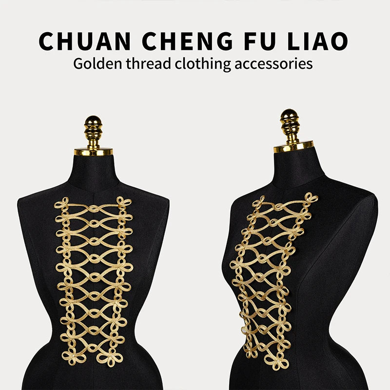 

1 шт. крупная нашивка ручной работы из золотого шнура в стиле барокко, декоративная аппликация для воротника, пришивная нашивка для одежды, пуговица-аппликация